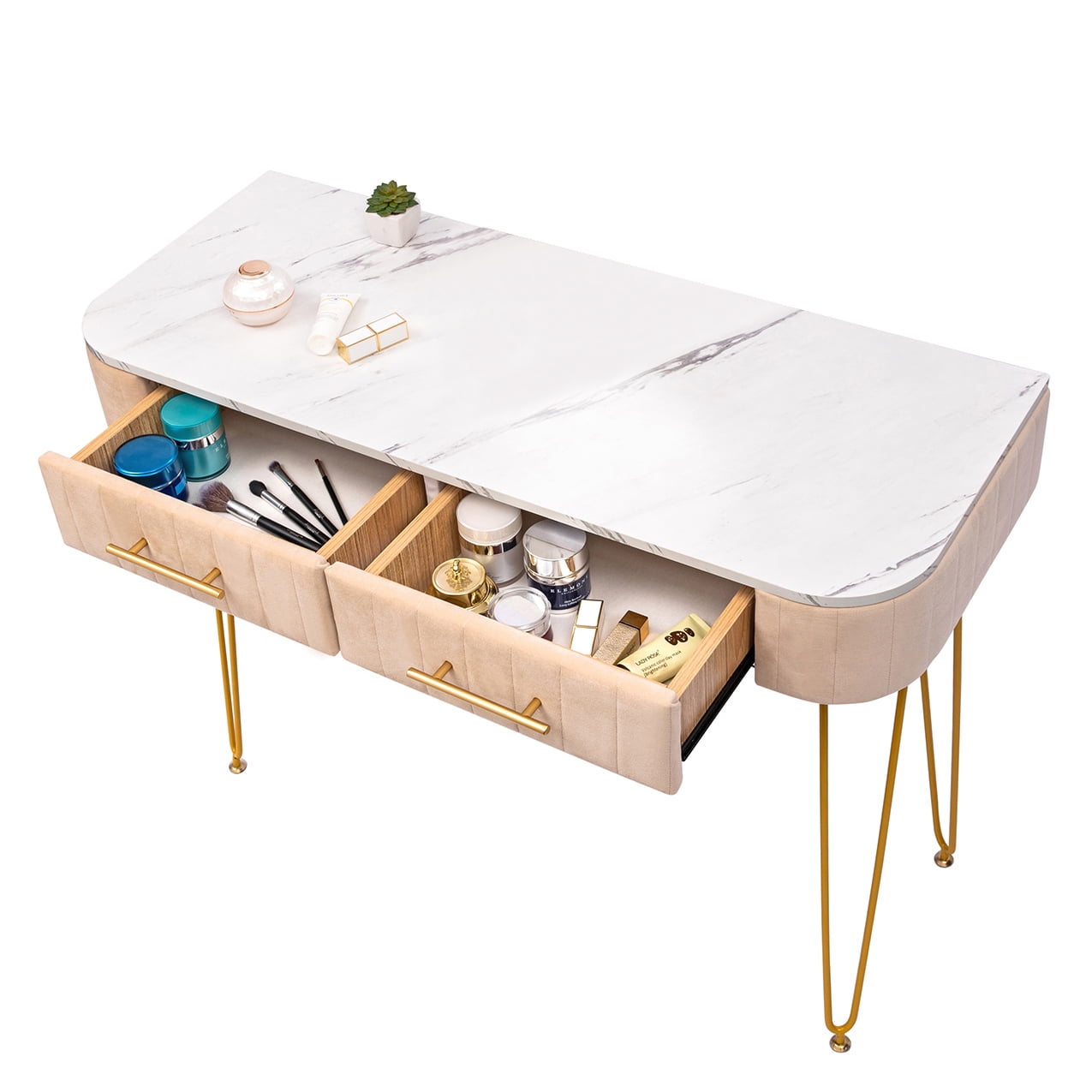 Resenkos Large Vanity Desk Makeup Table for Bedroom Furniture, Dressing Table with Drawers for Women, Girls Resenkos Large Vanity Desk Makeup Table for Bedroom Furniture, Dressing Table with Drawers for Women, Girls