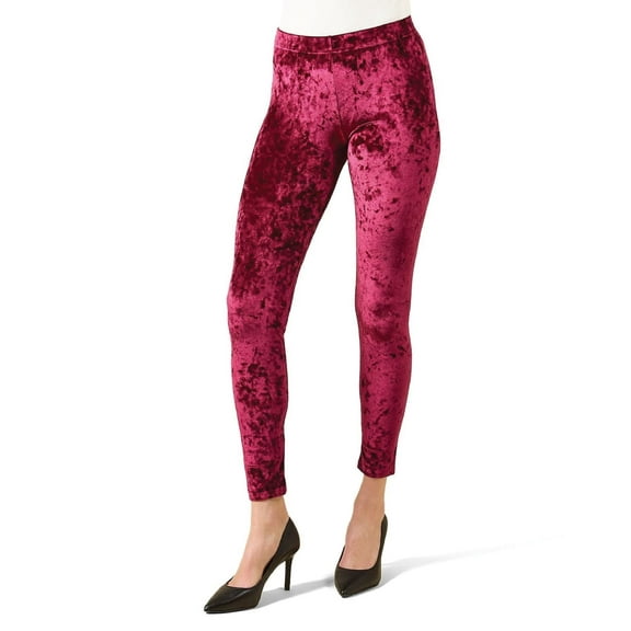 MeMoi Crushed Velvet Stretch Leggings - Womens - Female (Large/X-Large, Burgundy)