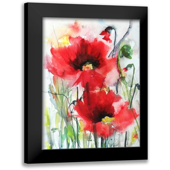 Johannesson, Karin 12x14 Black Modern Framed Museum Art Print Titled - Red Poppies