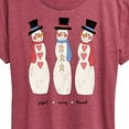 thumbnail image 3 of Instant Message - Joyful Merry Blessed Christmas Snowmen - Women's Short Sleeve Graphic T-Shirt, 3 of 6