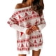 thumbnail image 2 of de suéter navideño con hombros descubiertos Sudaderas casuales festivas Sudadera con capucha de de nieve de reno Ropa de gran tamaño Yinane Vestido de suéter de punto, 2 of 7