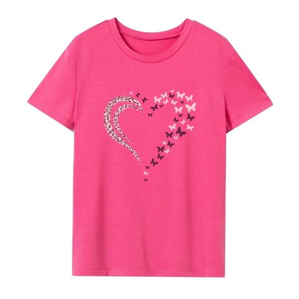 Camiseta para mujer con cuello redondo y manga corta para uso diario SG