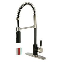 Gourmetier LS8779DKL Kaiser Single-Handle Deck-Mount Pre-Rinse Kitchen Faucet, Matte Black/Brushed Nickel