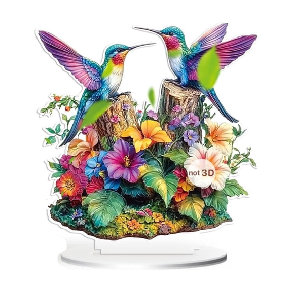 Hummingbird Painting Desktop Ornaments,Art Tabletop Decorations Special Arts Crafts for Home Bedroom Table Decor