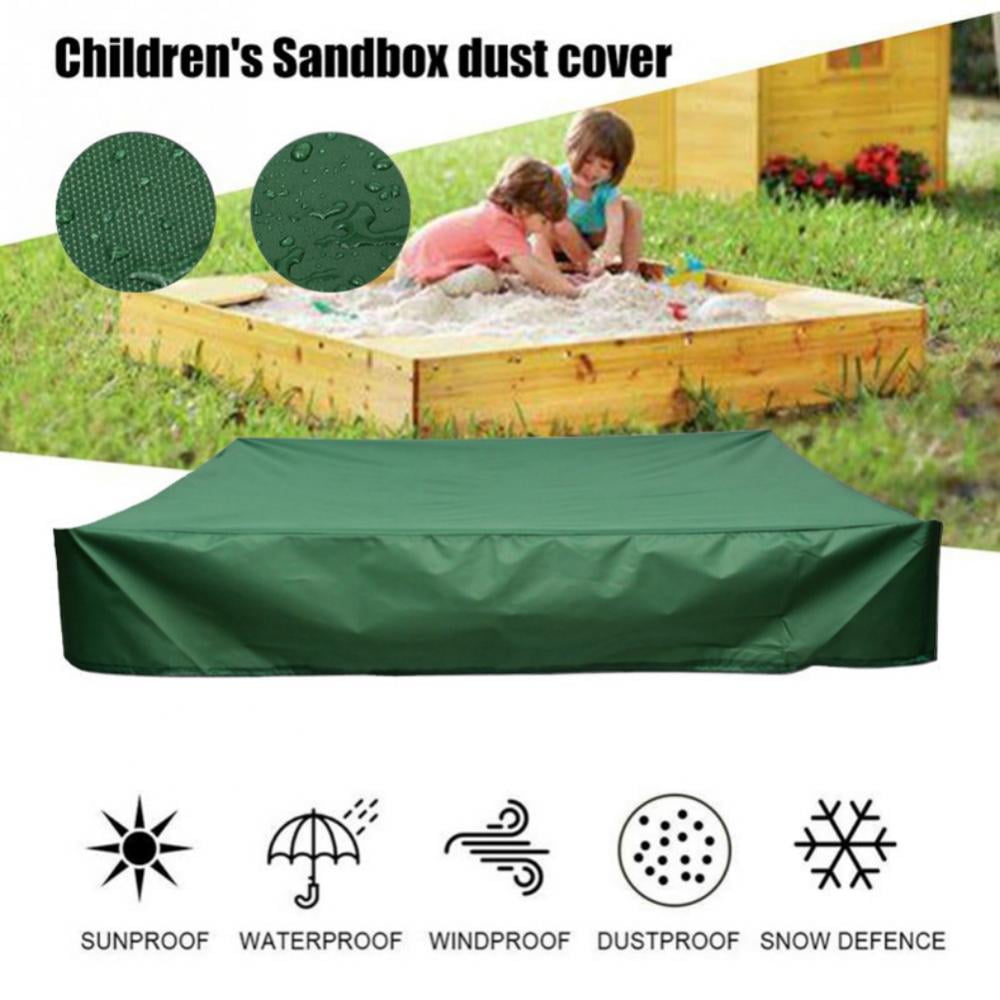 babytowns Sand Pit Cover 120*120 cm Garden Dustproof Protection Sandbox Cover with Drawstring Covering Sheet Tarpaulin Waterproof Green Rectangular Swimming Pool Cover