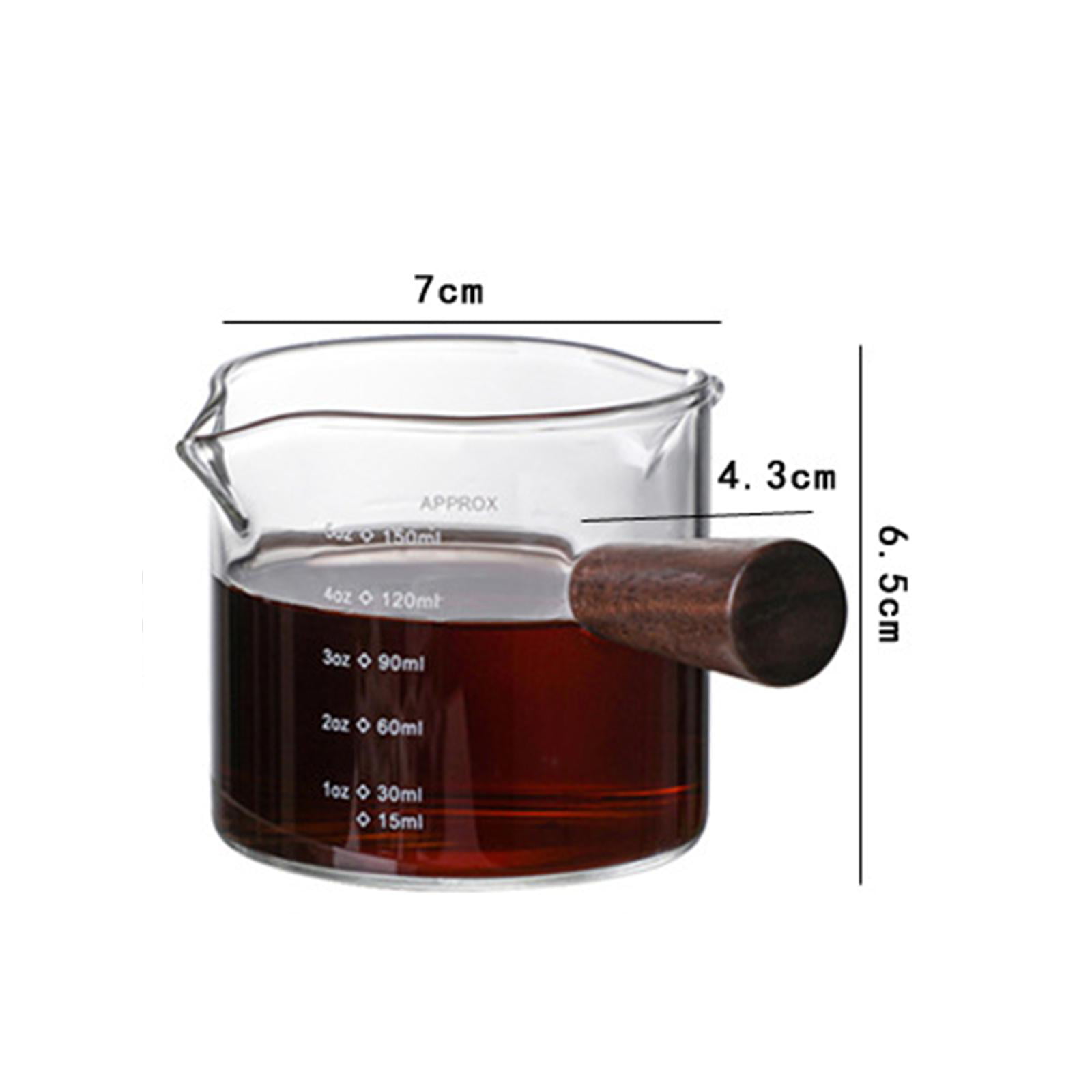 150ml Glass Measuring Cup Double Spouts Espresso Cup Shot Glass  Heat-Resistant Handle Transparent Scale Ounce Measure Jugs Mixing Mug for  Bar Party