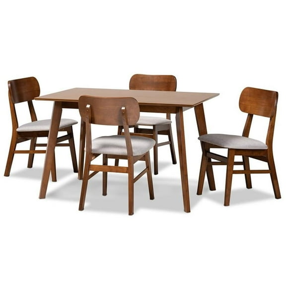 Bowery Hill Grey and Walnut Brown Finished Wood 5-Piece Dining Set