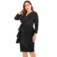 thumbnail image 1 of BeautyIn Robe Cocktail Grande Taille pour Femmes Col en V Ourlet à Volants Fendu Robe Portefeuille, 1 of 4