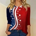 thumbnail image 3 of KDDYLITQ Womens U.s. 250th Anniversary Tshirt Freedom 250 Years Birthday Crew Neck T-Shirts Causal American Flag Fourth Of July Tops Printed Basic 3/4 Sleeve Blouses Red 3XL, 3 of 5