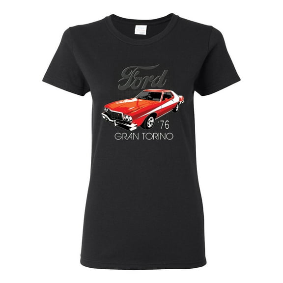 Ford '76 Gran Torino Vintage Car Cars and Trucks Womens Graphic T-Shirt, Black, Small