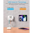 thumbnail image 3 of 2 Pack Multi Plug Outlet Splitter with USB,Surge Protector Outlet Extender with 3 Wall Outlets 4 USB Wall Charger(2 USB C),490 J, ETL Listed,Small Outlet Adapter Plug Extender for Travel,WH, 3 of 4