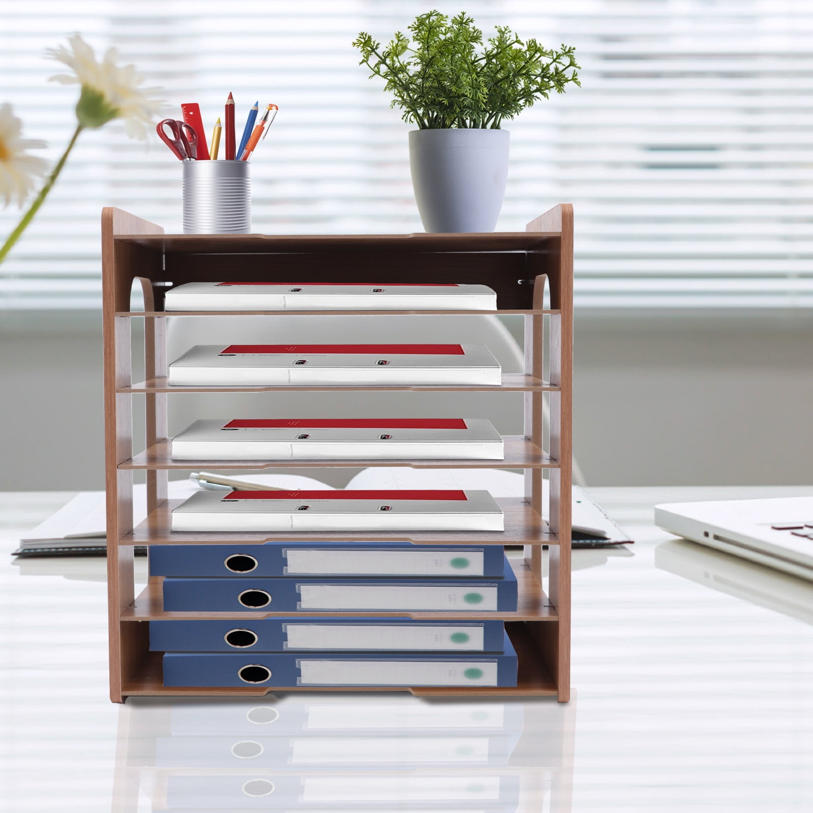 Modern A4 Paper Storage Letter File Sorter Organizer for Desk Wood Organizer
