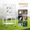 thumbnail image 3 of Ktaxon 53 Inch White Standing Metal Bird Cage with Rolling Wheel Stand, Large Vertical Parrot Cage with Storage Shelf & Pull Out Tray for Small Medium Birds, 3 of 8