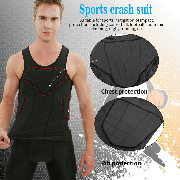 TUOYR Youth Padded Compression Shirt Chest Rib Protector Pad Football Vest  for Football Baseball 