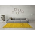 thumbnail image 3 of Ahgly Company Machine Washable Indoor Round Abstract Yellow Modern Area Rugs, 4' Round, 3 of 4