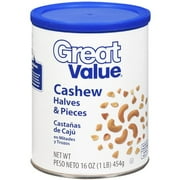 Great Value Cashews Halves & Pieces, 16 Oz.