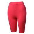 thumbnail image 2 of A2Y Women's Basic Yoga Polyester Mid Thigh High Rise Biker Bermuda Shorts Neon Fuchsia 2XL, 2 of 5