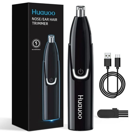 Huauoo Rechargeable Nose and Ear Trimmer, Unisex, Black