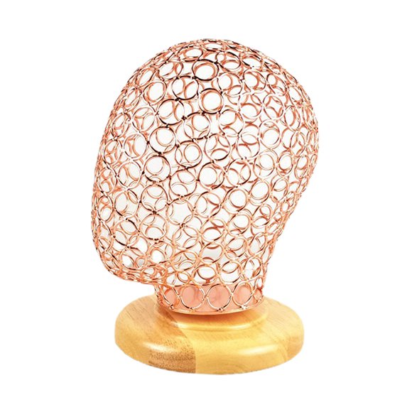 Cabeza de Maniquí Jinwen Metal Moderno con Base de Madera