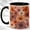 Black, variant on Warm Daisy Coffee Mug, Cottage Flower Mug, Ceramic 11 oz