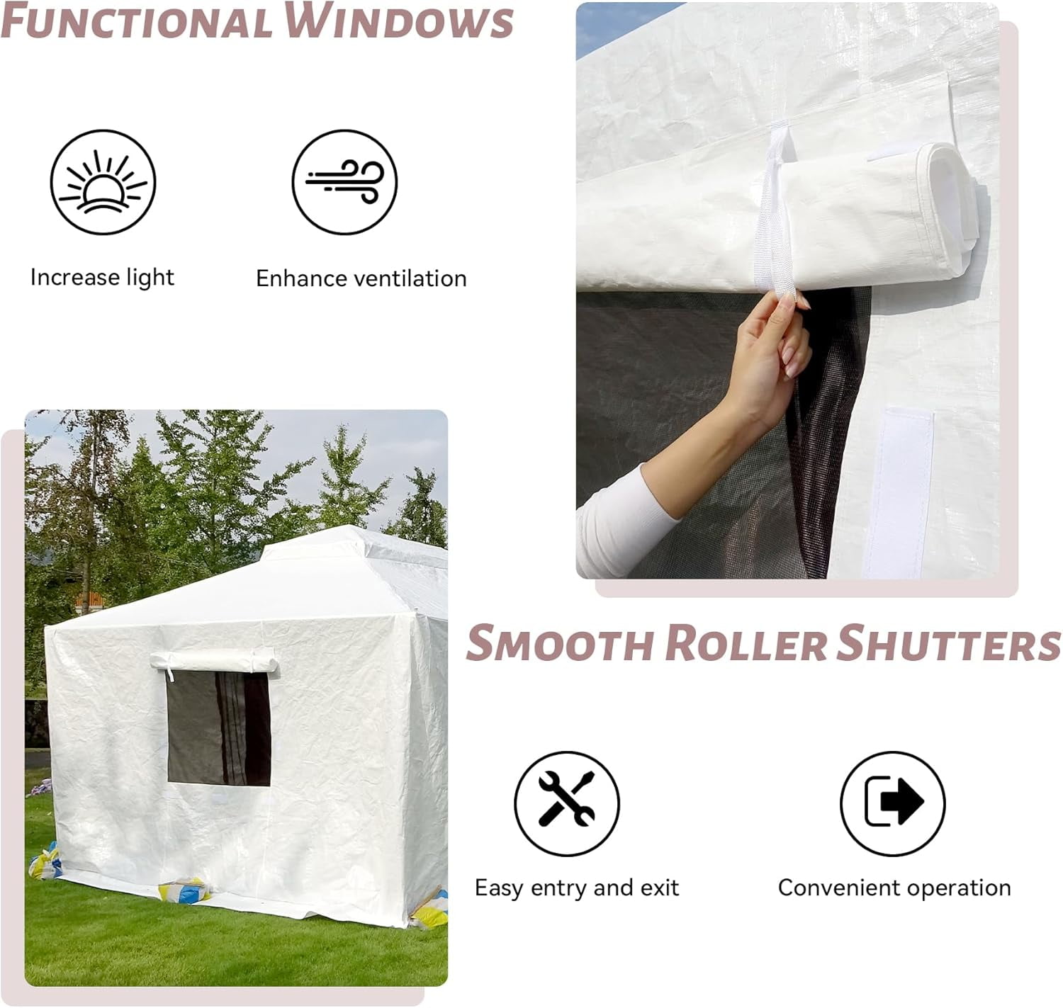 8 x 8 FT Outdoor Hardtop Gazebo Cover With Sidewalls and Mesh Windows, Universal Winter All-Season Waterproof Enclosed, White (Gazebo Not Included)