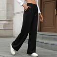 thumbnail image 6 of Olyvenn Women's Wide Leg Pants 2025 Flowy Solid Casual Pants Straight Leg Elastic Waisted Stretch Palazzo Pants Black M, 6 of 8