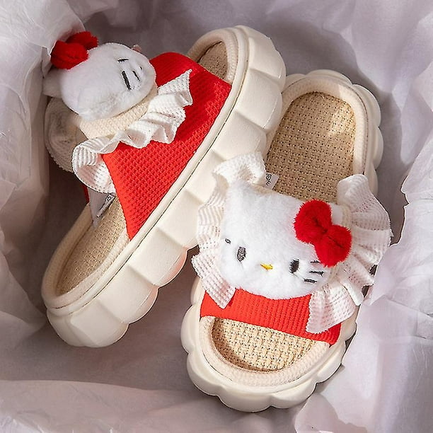 Sanrio Slippers Kuromi Hello Kitty Cartoon 2022 Women s Summer Four Seasons Cute Indoor Home Kawaii Sandals And Slippers