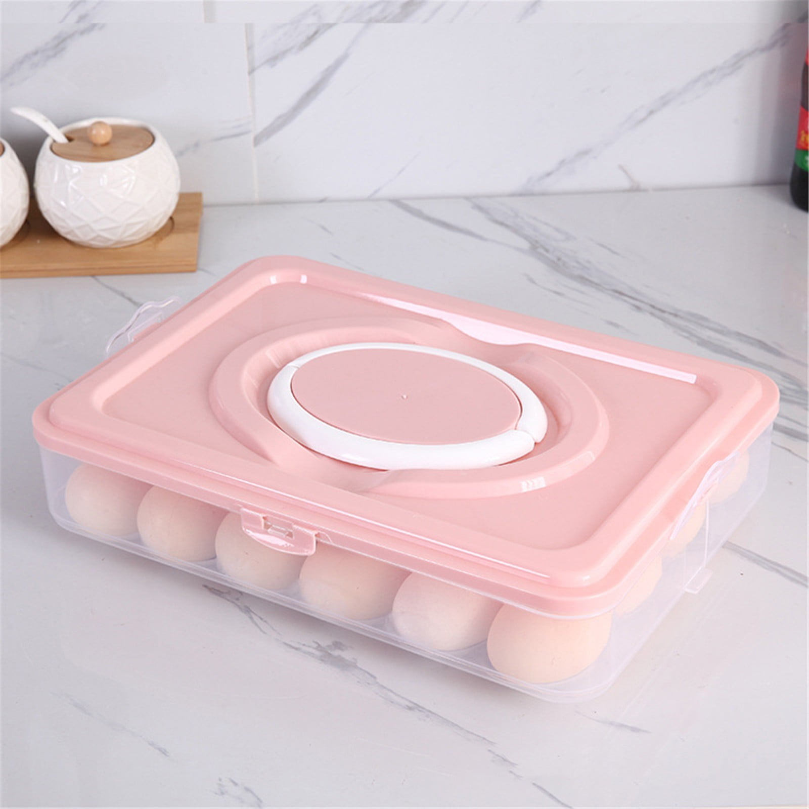 1/2/3 Layer Plastic Egg Cartons 24/48/72 Eggs Capacity Deviled Egg Trays with Handles & Lids, for Refrigerator/Kitchen/Easter Parties (Egg Fresh-Keeping) Bradem