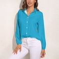 thumbnail image 3 of Bright Cerulean Long Sleeve Blouse Woman Streetwear Casual Shirts Summer Oversize Woman Streetwear Clothing Birthday Present, 3 of 7