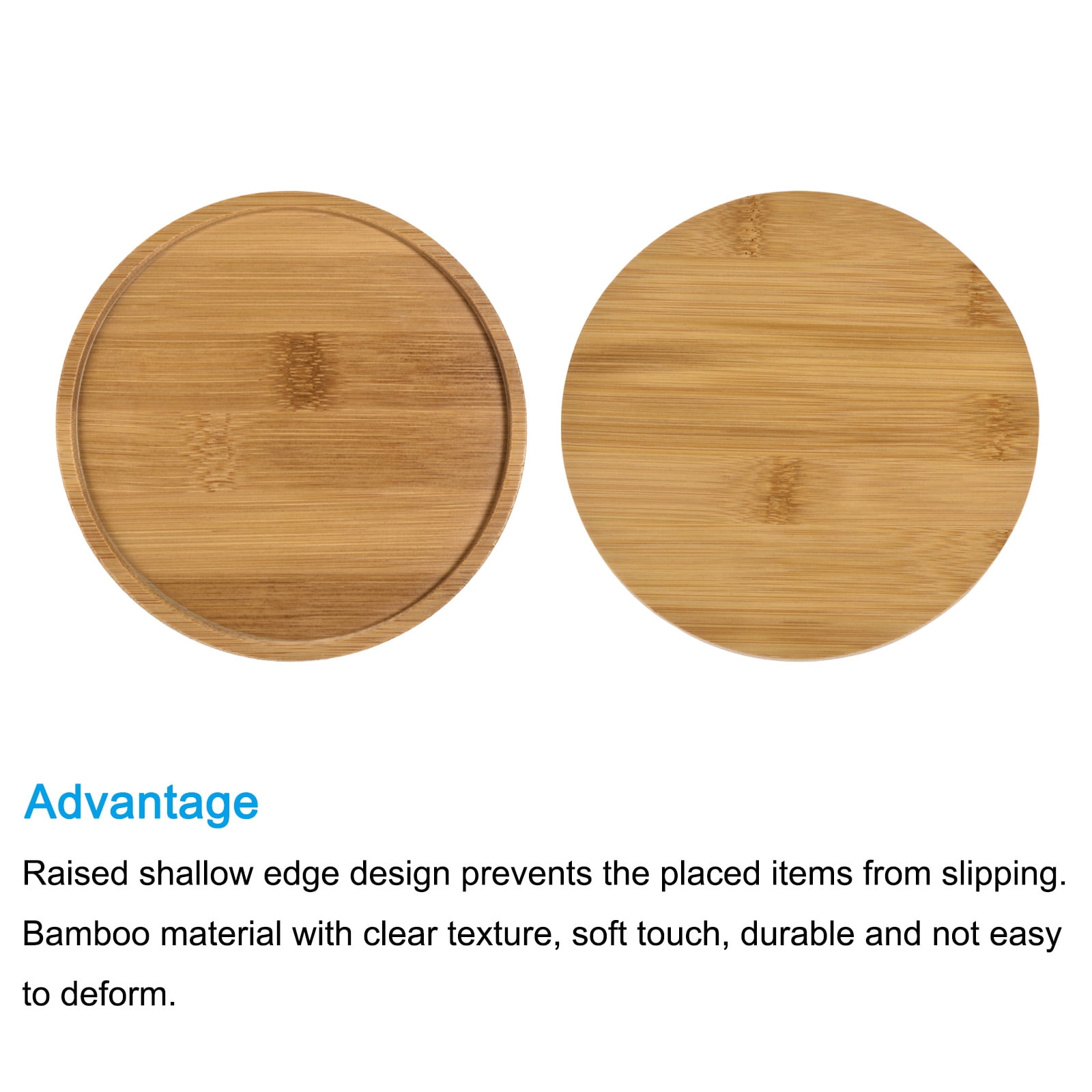 Unique Bargains Plant Saucers OD Bamboo Round Flower Drip Tray for Indoors 15.5cm