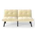 thumbnail image 7 of CARZZI LIFE 63” Cream Futon Sofa Bed, Convertible Sleeper Sofa with Adjustable Backrest, Velvet Fabric Fold Out Couch with Metal Frame for Living Room, Small Spaces, Bedroom, Apartment, Office, 7 of 7