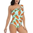 thumbnail image 3 of Goofa Cartoon Carrot Pattern Women's One Piece Swimsuits Tummy Control Bathing Suits Asymmetric One Shoulder Swimwear-Medium, 3 of 6
