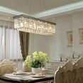 thumbnail image 4 of AFANQI 39 Inch Modern Living Room Rectangular Crystal Chandelier, 5-Light Chrome Suspended Ceiling Lighting Fixture, 4 of 6