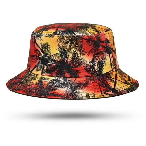 Sombrero de pescador Sombrero de lavabo con estampado de paisaje de cocotero de Tidal Man Sombrero protector solar para exteriores