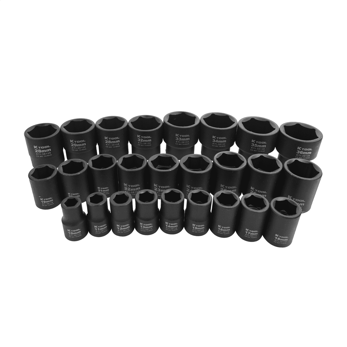 K Tool International 38101 Chrome Moly Thin Wall Metric Impact Socket Set