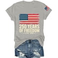 thumbnail image 5 of Only Moment Womens Festival Shirts Crew Neck Short Sleeve Vintage American Flag Short Sleeve Patriotic Independence Day Tops Light Ashy,2XL, 5 of 5