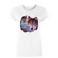 thumbnail image 1 of Tee Hunt Wolf Howling at Moon Women's T-Shirt Wilderness Wildlife Wild Wolf Pack Shirt, White, Large, 1 of 4