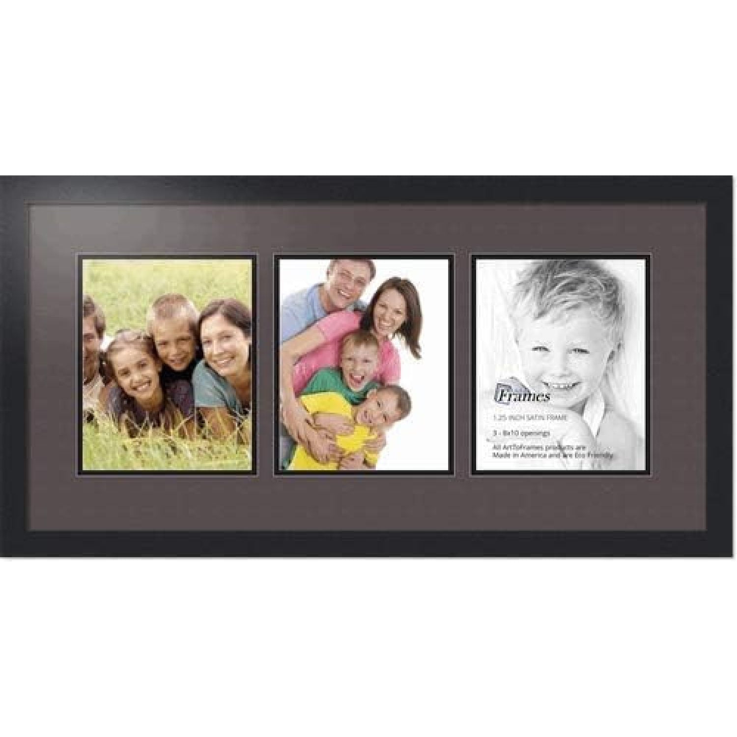 ZQRPCA Collage Photo Frame Double Mat with 3 8x10 Openings and Black