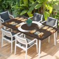 thumbnail image 2 of Japanese Style Table Cloths for 3 Foot Rectangle Tables, Dark Brown Rustic Owl Birds Tree Branches Patio Waterproof Elastic Fitted Tablecloths, Washable Rectangular Table Cover for Camping, 2 of 8