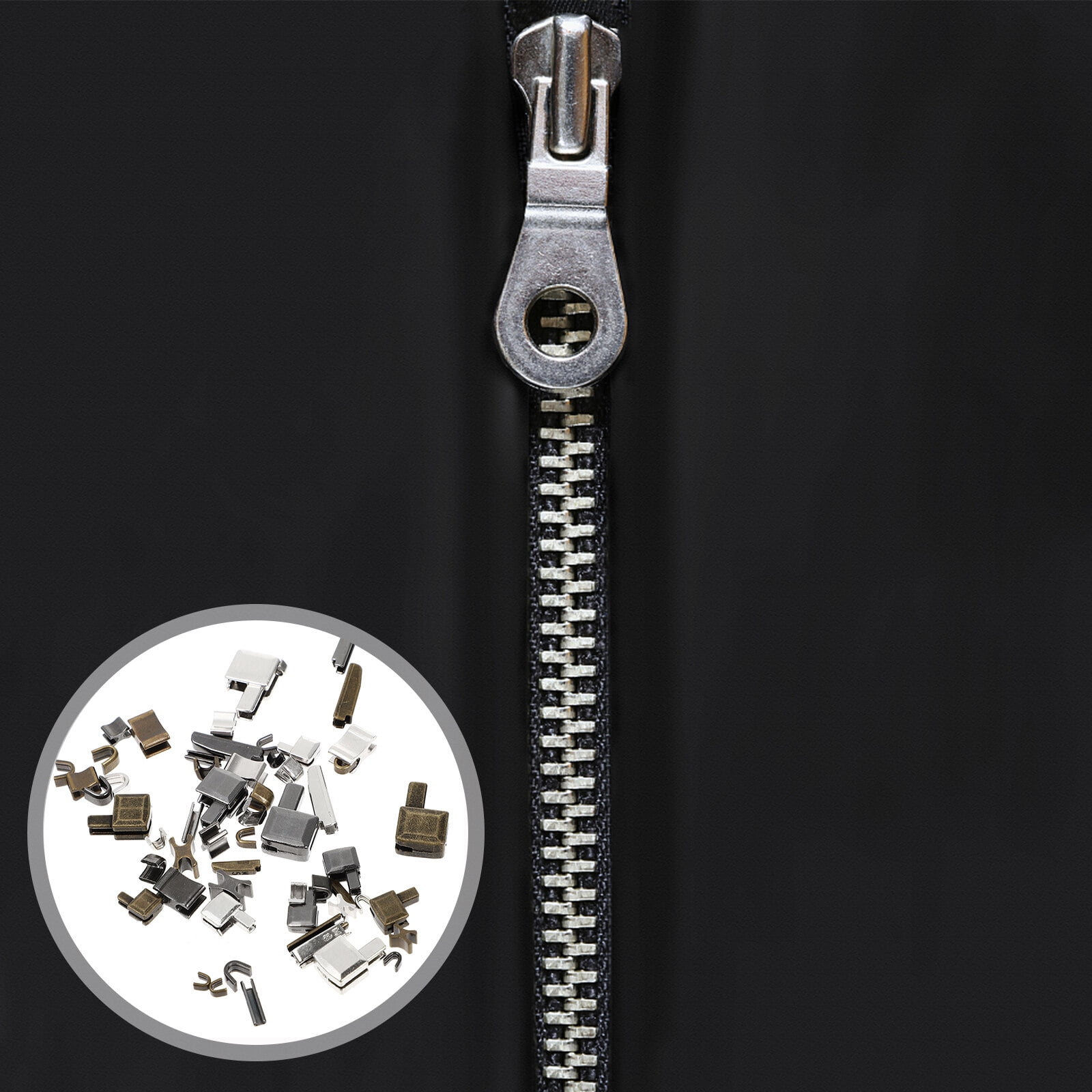 20Sets 3/5/8/10# Metal Zipper Stopper for Open-end Zippers Retainer Zip End  Lock Repair Kits Plug Buckles DIY Sewing Accessories