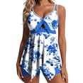 thumbnail image 2 of Xdegoge Tankini Swimsuits for Women with Shorts Two Piece V-Neck Tie Knot Front Printed Flowy Bathing Suits Tummy Control Summer Beach Club outfits, 2 of 6