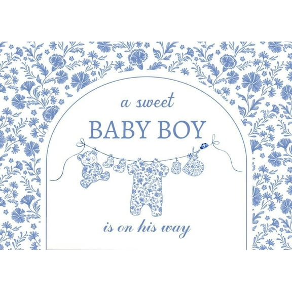 Blue Boy Baby Shower Backdrop for Floral A Sweet Little Boy is on The Way Photography Background Cute Bear Newborn Birthday Party Decorations Banner Photo Booth Props
