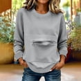 thumbnail image 2 of SETOOFF Womens Long Sleeve Sweatshirts Crew Neck Zip Front Pocket Loose Casual Shirts Pullover Tops Women Spring Fall Lounge Travel Daily Outfit, 2 of 6