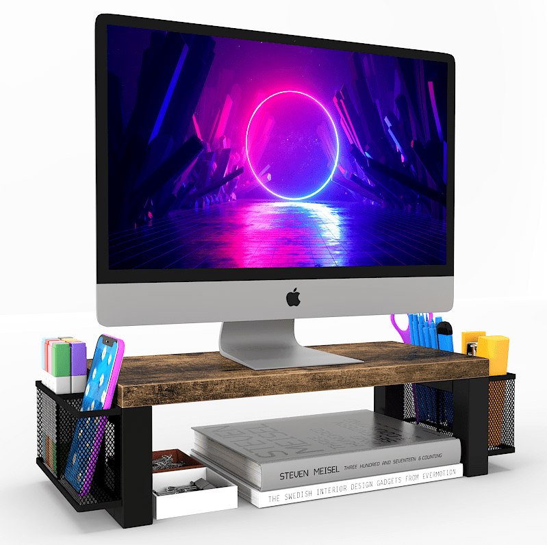WESTREE Computer Monitor Stand with Storage, Desktop Sturdy Monitor