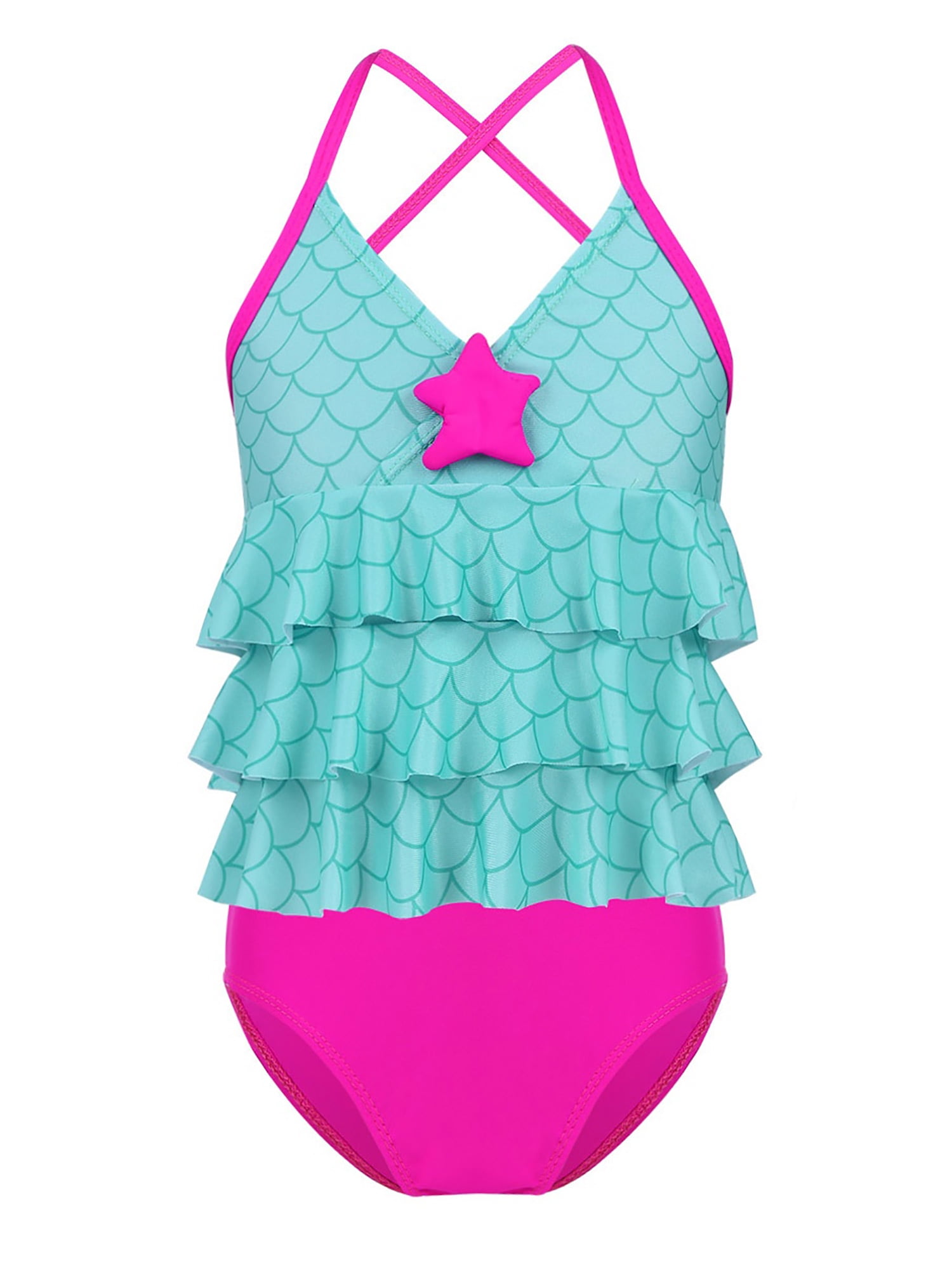 iEFiEL Kids Little&Big Girls Swimsuit Mermaid Scales Swimwear with