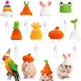thumbnail image 1 of 8 mini gorros para hámster tejidos a mano con correa ajustable, diseño de rana, conejo, zanahoria arcoíris, para mascotas pequeñas, ropa para fiestas, accesorios de disfraces, accesorios para fotos., 1 of 7