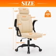 thumbnail image 2 of GASEE Leather Office Chair, Big and Tall Office Chair 400LBS Wide Seat Ergonomic Computer Desk Chair High Back Executive Leather Chair Adjustable Task Chair Lumbar Back with 1-Year Warranty, Beige, 2 of 12