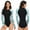 Black&green&stripe, variant on Women 1-Piece Long Sleeve Rash Guard UV UPF 50+ Sun Protection Zipper Swimsuit Swimwear Swimming Surfing Diving Suit