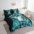 thumbnail image 3 of Manfei Wild Deer Silhouette 7pcs Bedding Comforter Set,Jungle Animal Queen Bedding Sets,Cyan Black Queen Sheet Sets For Boys Girls,Breathable Home Decor Reversible, 3 of 8