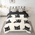 thumbnail image 2 of Homewish Kids Children Kawaii Cats Twin Bedding Sets 7-Piece,Black Wheat Bedding Comforter Set Microfiber,Cartoon Animal Pet Breathable Sheet Sets,Microfiber Bedroom Decor,Reversible, 2 of 8